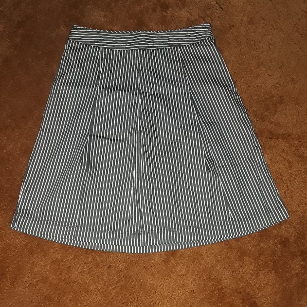 🐙Merona EUC A-Line Navy Pinstripe Pleated Skirt